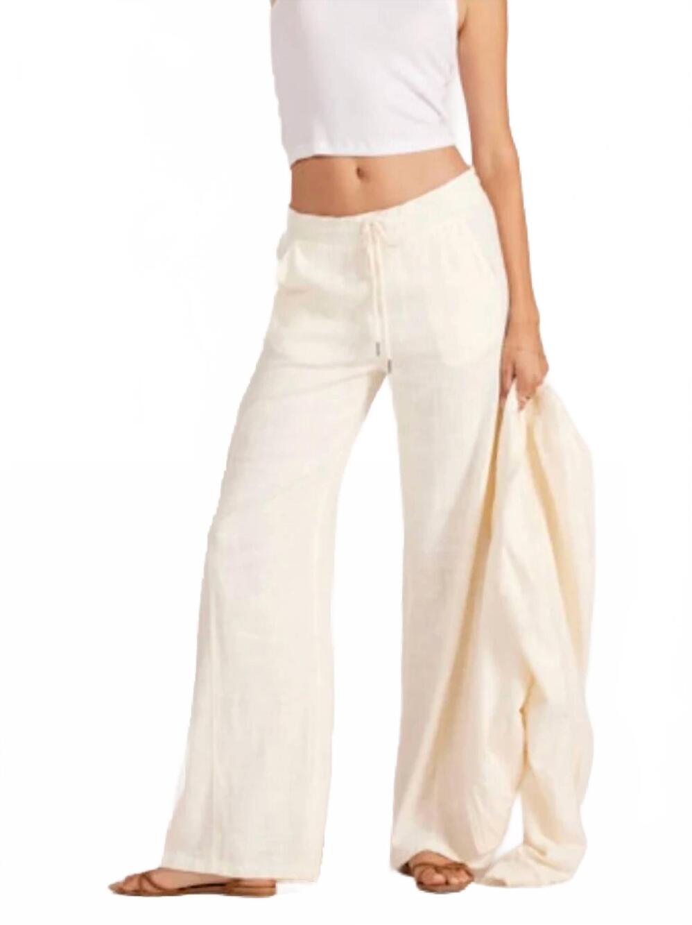 NEW BOBI gusset linen pants in white